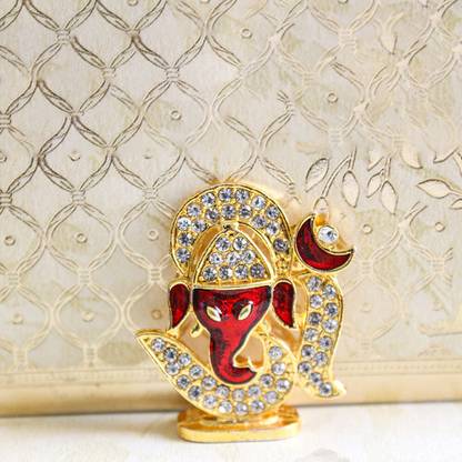 hari sharanam God Ganesh | Ganpati | Lord Ganesha Mukh Idol for Gifting with Stone work Decorative Showpiece  -  5 cm