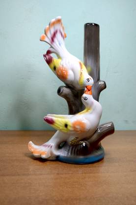 Unity KISSING PIGEONS WITH FLOWER VASE A06 Decorative Showpiece  -  29 cm