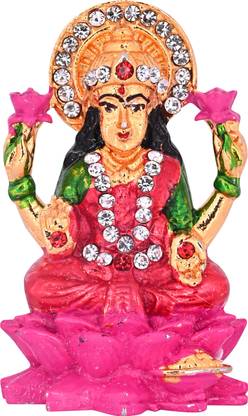 DOKCHAN Goddess Laxmi Idol On Lotus For Car Dashboard | Home Decor | Gifting Decorative Decorative Showpiece  -  5.5 cm