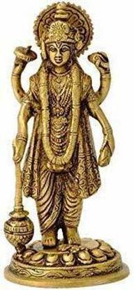 Idolsplace Maha Vishnu Brass Statue For Home temple 1000gms Decorative Showpiece  -  13 cm