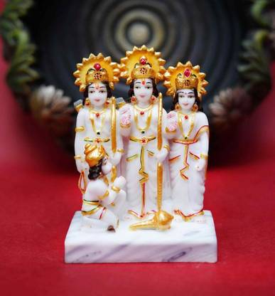 krishnagallery1 wc Ram Darbar Marble Statue Murti Lord Ram Darbar poojan Use,Office Temple Decorative Showpiece  -  16 cm
