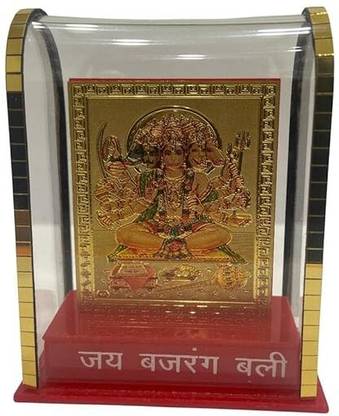 RK Basics Gold Plated Panchmukhi Hanuman Ji in Cabinet Showpieces Decorative Showpiece  -  7 cm