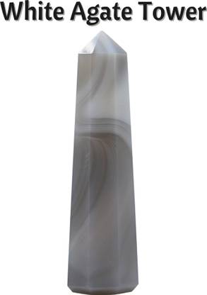 Crystal Heaven White Agate Tower 2 - 3 Inch Decorative Showpiece  -  8 cm