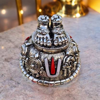 SP Handicrafts Balaji Charan for Pooja Room & Car Dashboard Venkateswara Shanku Chakra Namam डेकोरेटिव शोपीस  -  6.5 cm
