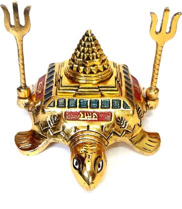 Showpice Beautiful Pyramid Tortoise Disha Chakra Shri Yantra With Trishul Showpiece Decorative Showpiece  -  8 cm