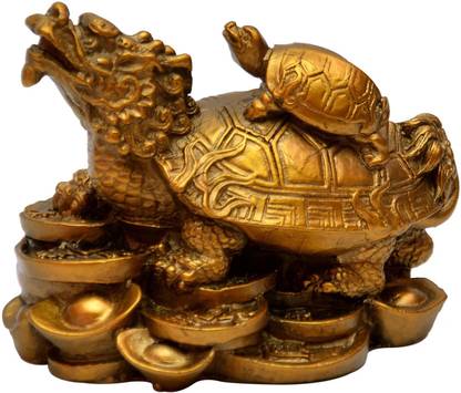 Vashoppee Vastu / Feng Shui / Dragon Tortoise With Child Decorative Showpiece  -  7 cm