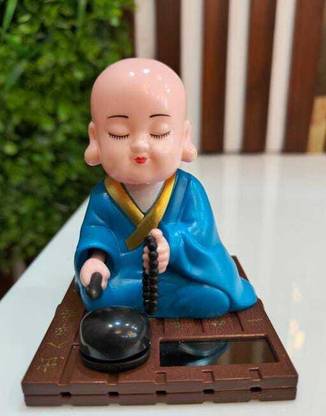 mystic monk decor Solar Power Monk (Blue) Decorative Showpiece  -  10 cm