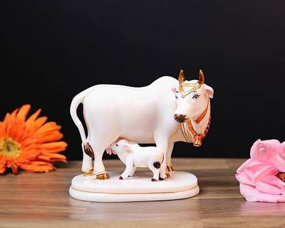 VAMIKA HANDICRAFTS Cow And Calf Statue Decorative Showpiece  -  9 cm
