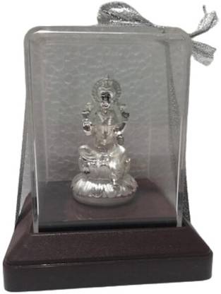 BRASS BLESSING Silver Plated Beautiful Goddess Lakshmi with Acrylic Base Idol (1946) Decorative Showpiece  -  4 cm