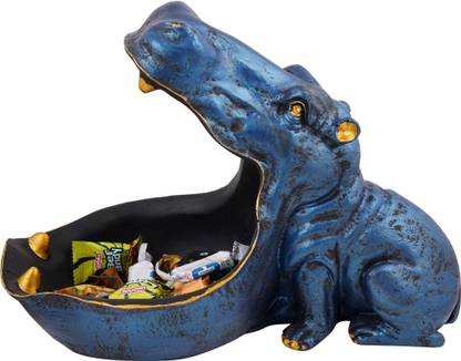 zart Angry Hippopotamus Mouth Open Face Sculpture Polyresin Showpiece for Home Decor Decorative Showpiece  -  22.86 cm