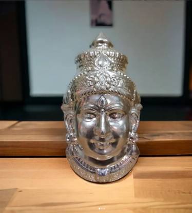 Sigaram 6X3.5 Inch Silver Plated Lakshmi Face Mukoot for Vara Mahalakshmi Festival K4136 Decorative Showpiece  -  16 cm
