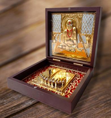 BRASS BLESSING Gold Plated Saint SWAMI SAMARTH Pocket Temple - Best Quality (2649) Decorative Showpiece  -  4 cm