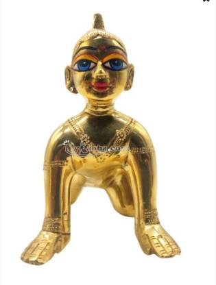 krishnagallery1 Radha Rani Brass Statue Murti 0 No. Size Radha Rani Laddu Gopal , Decorative Showpiece  -  9 cm