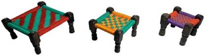 Craferia Export Handicraft Handwoven Multior Square Khat/Cot(Set Of 3) For Home Table Top. Decorative Showpiece  -  15 cm