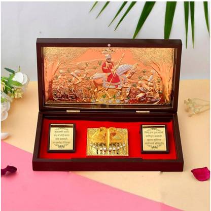 BRASS BLESSING Gold Plated Baba RAMDEV PIR – RANUJA Pocket Temple - an Unique (380) Decorative Showpiece  -  4 cm