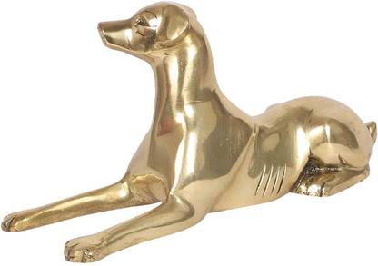 Two Moustaches 9 Inches Brass Sitting Dog Showpiece Decorative Showpiece  -  11.2 cm