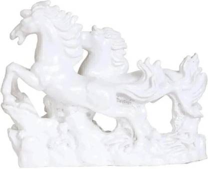 vastu vardan Vastu White Horse Statue |Two Running Horses Statue |Showpiece for Home Decor Decorative Showpiece  -  16 cm