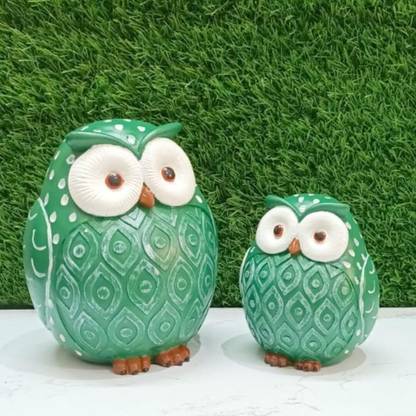 LETS CATCH UPP Classy Lucky Owl Statue Set of 2 | Decorative Owls for Home & Gifting Decorative Showpiece  -  20.32 cm