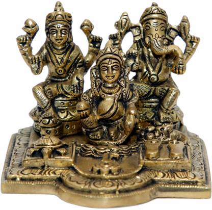 Neo Classic Laxmi Ganesh Kuber Ji Shri Dhan Laxmi Kuber Yantra for Diwali Puja Height- 3" Decorative Showpiece  -  7.5 cm