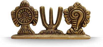 Gowpaa Gowpaa Brass Tirupati Balaji Tilak| Venkateshwara Symbol with Shankh Chakra Decorative Showpiece  -  4.5 cm