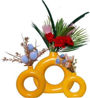 Flipkart SmartBuy Matte/Glossy Finish Round Shaped Flower Pot for Modern Gardens" Decorative Showpiece  -  15 cm