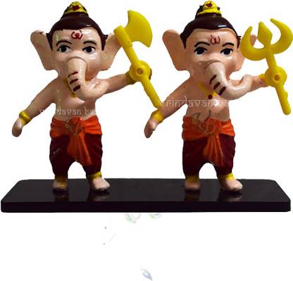 VRINDAVAN SHOP Ganpati/ Ganu With Tomahawk- Devotional Car Dashboard/ Show Case Items Decorative Showpiece  -  4.5 cm