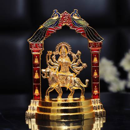 Chhariya Crafts Metal Durga Maa Idol For Home And Office Decorative Showpiece  -  15 cm