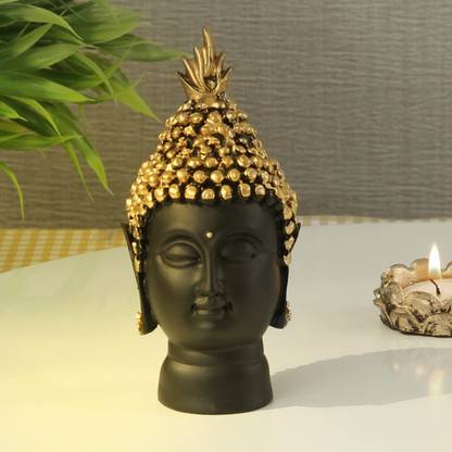 TIED RIBBONS Buddha Head Statue - Decorative Buddha Idol Showpiece for Home Living Room Table Decorative Showpiece  -  13.7 cm