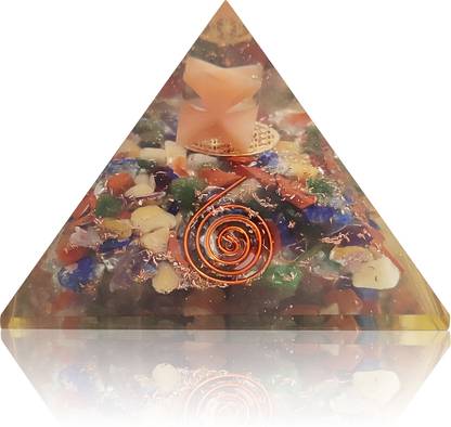 Peekdee Mixed Chakra Pyramid With Merkaba Reiki Healing Gemstone Decorative Showpiece  -  7.3 cm