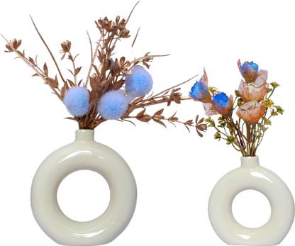Flipkart SmartBuy Matte/Glossy Finish Round Shaped Flower Pot for Modern Gardens" Decorative Showpiece  -  15 cm