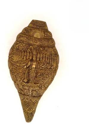 Benares Souvenirs Brass Vishwaroopam Shankh, Carved Vishnu Dashavtar Shankh - 2Kg Approx Decorative Showpiece  -  11 cm
