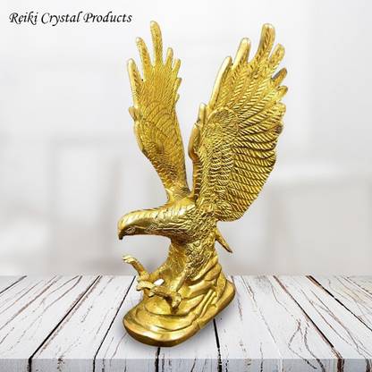 REIKI CRYSTAL PRODUCTS Brass Flying Eagle Showpiece Home Décor Item 15 cm Decorative Showpiece  -  20 cm