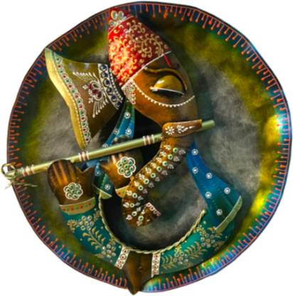 Vandana Collection Colourful Musician Ganesh With Flute wall Hanging Decorative Showpiece  -  37 cm