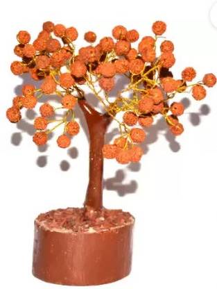 NISHKAM Feng-Shui RUDRAKSH Tree with quarz chips base for goodluck and wealth Decorative Showpiece  -  16 cm