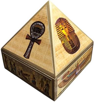 Shivalaya Gems Crystal Wooden Egyptian Wish Box Symbol Pyramid | Wish Box with Mirror Inside 4 Inch Decorative Showpiece  -  10.16 cm