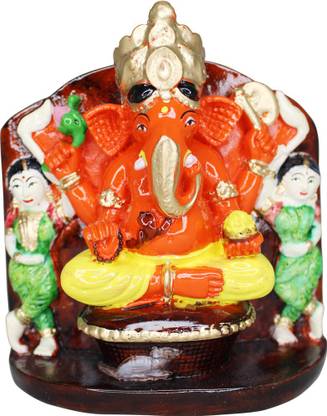 vinayakmoorti Ganesh With Riddhi Siddhi Statue Siddhivinayak Murti Ganesha Idol (H:- 4 In) Decorative Showpiece  -  11 cm