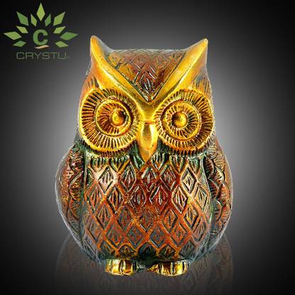 CRYSTU Feng Shui Owl Statue Vastu Statue Brass Idol of Wisdom & Spiritual Product Decorative Showpiece  -  8.5 cm