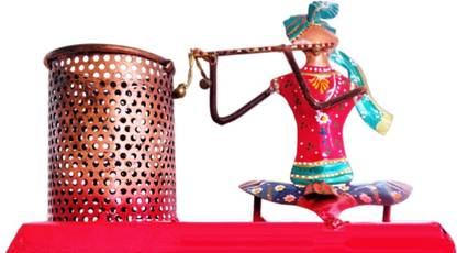1 Compartments Iron Shri Krishna Metal Pen Stand pens pencils or other stationary items