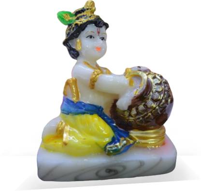 devpriya Krishna Makhan matka Statue Radha Krishna Decorative Showpiece  -  11 cm
