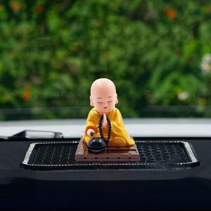 ROSEFAIR Funny Car Shaking Head Toy Chinese Buddha Monk Statue Car Dashboard Decorations Decorative Showpiece  -  9 cm