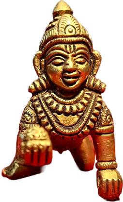 nath enterprises BRASS SUPERFINE LADDU GOPAL IDOL BALKRISHNA RANGTA KRISHNA Decorative Showpiece  -  3 cm