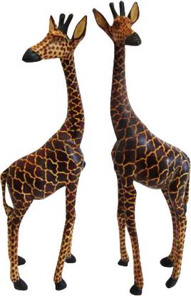 BRASS BLESSING LARGE - 2 pcs Vintage WOODEN Made GIRAFFE Decorative - RARE (41) Decorative Showpiece  -  4 cm