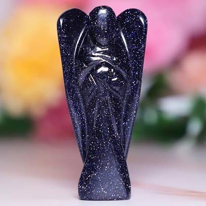 Crystal Divine Blue Sandstone Crystal Angel Figurines Statues For Home Decor Item Decorative Showpiece  -  4 cm