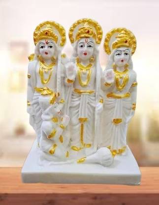 yogi Ram Darbar Murti for Home Temple Marble Decorative Showpiece  -  16 cm
