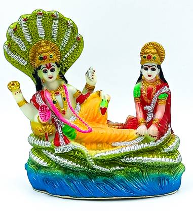 ATUT Vishnu murti Laxmi Narayan in Shesnag in Medium Size Decorative Showpiece  -  17 cm