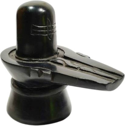SUKHALAYA Black Shiva Lingam | Black Shivling Murti for Temple, Home, Jalabhishekam Decorative Showpiece  -  7.5 cm