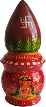 salvusappsolutions Wooden Sindoor Dhani Long Round Ganesh Print Kumkum Dani, Box For Women Utility डेकोरेटिव शोपीस  -  20 cm