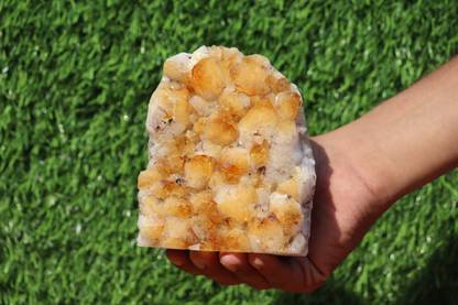 EXCEL Natural Citrine Geode Cluster Druzy Crystal Specimen Citrine Cluster Decorative Showpiece  -  10.414 cm