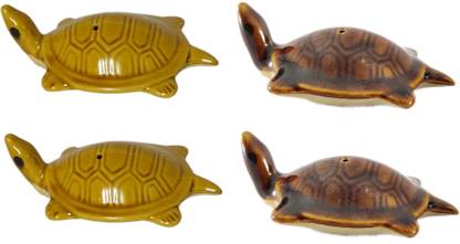 NAVIRA HANDICRAFT Four Handmade Ceramic Floating Tortoise Figurine - Home Decor Vastu Idol Decorative Showpiece  -  3.2 cm