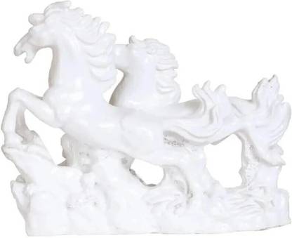 vastu vardan Vastu White Horse Statue | Two Running Horses Statue (Pack of 1) Decorative Showpiece  -  16 cm